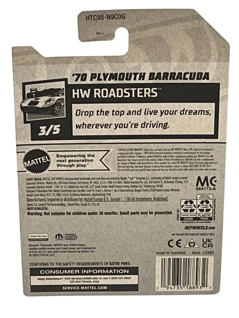 Hot Wheels '70 Plymouth Barracuda Red HW Roadsters 1:64